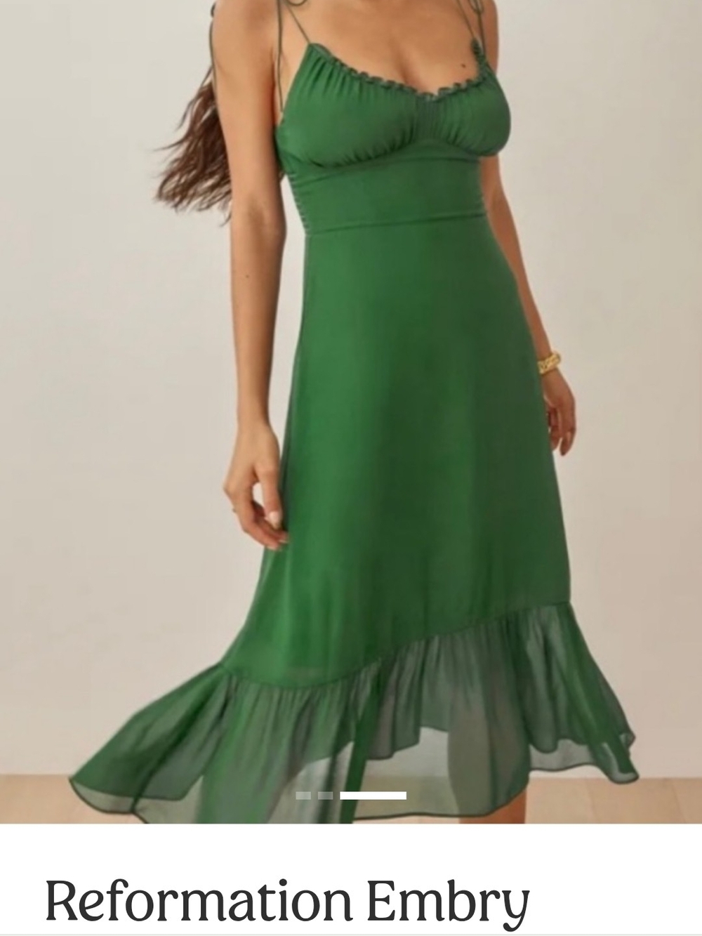 Reformation Embry Green Slip Midi Dress